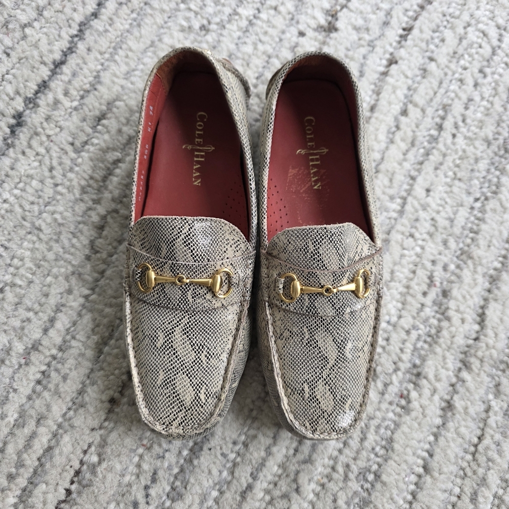 NEW Cole Haan Horsebit Snakeskin Driving Mocassins Loafers Size 8.5